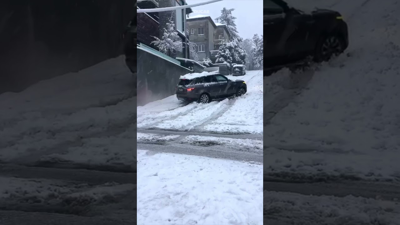 Range Rover Sport Driver Fails To Climb Snowy Street With Snow Tires